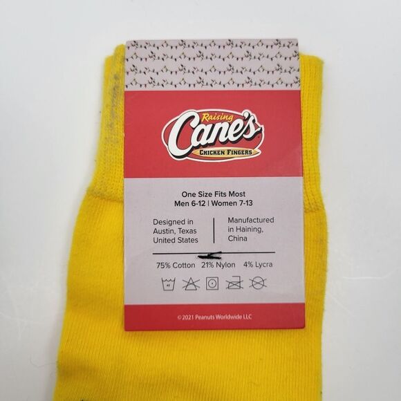 NWT - Raising Cane's Yellow Charlie Brown Socks - Unisex - Picture 2 of 6
